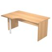 Bureau compact Trend - retour à gauche avec pieds panneaux + pied de renfort - L160 - plateau imitation hêtre