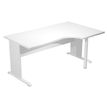 Bureau compact Trend - retour à droite avec pieds bois en L + pied de renfort - L160 - plateau blanc