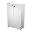 7331920002175-Bibliothèque mi-haute Trend - L80xP35xH120 cm - 2 portes en mélaminé avec serrure - blanc--0