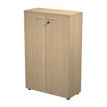 Bibliothèque mi-haute Trend - L80xP35xH120 cm - 2 portes en mélaminé avec serrure - imitation chêne