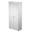 Bibliothèque haute Trend - L80xP35xH180 cm - 2 portes en mélaminé avec serrure - gris