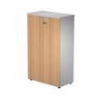 7331920002618-Bibliothèque mi-haute Trend - L80xP44xH120 cm - 2 portes en mélaminé avec serrure - imitation hêtre--0