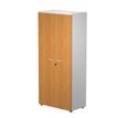 7331920002670-Bibliothèque haute Trend - L80xP44xH180 cm - 2 portes en mélaminé avec serrure - imitation aulne--0