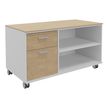 3253310544185-Console mobile KHEOPS - L120XP60XH66 cm - 2 tiroirs dont 1 DS - structure blanc perle - finition imitat--0
