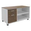 Console mobile KHEOPS - L120XP60XH66 cm - 2 tiroirs dont 1 DS - structure blanc perle - finition imitation noyer