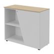 Armoire basse KHEOPS - porte à droite - structure blanc perle - finition imitation chêne clair