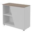 Armoire basse KHEOPS  - porte à droite - structure blanc perle - finition imitation noyer