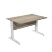 Bureau droit Trend - L120 - Pieds métals - plateau imitation chêne canadien - pied effet chromé