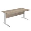 Bureau droit Trend - L160 - Pieds métals - plateau imitation chêne canadien - pied effet chromé