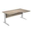 Bureau compact Trend - L160 cm - retour à droite - Pieds métals alu - plateau imitation chêne canadien - (pied de renfort obligatoire à rajouter - non inclus)