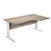 Bureau compact Trend - L160 cm - retour à droite - Pieds métals blanc - plateau imitation chêne canadien - (pieds de renfort obligatoire à rajouter - non inclus)