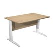 Bureau droit Trend - L120 - Pieds métals - plateau imitation chêne - pied blanc