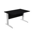 Bureau droit Trend - L120 - Pieds métals - plateau imitation frêne noir - pied alu