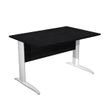 0404052255256-Bureau droit Trend - L120 - Pieds métals - plateau imitation frêne noir - pied blanc--0