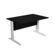 Bureau droit Trend - L120 - Pieds métals - plateau imitation frêne noir - pied effet chromé