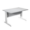 Bureau droit Trend - L160 - Pieds métals - plateau gris - pied blanc