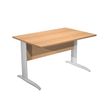 Bureau droit Trend - L160 - Pieds métals - plateau imitation hêtre - pied effet chromé