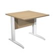 Bureau droit Trend - L80 - Pieds métals - plateau imitation chêne - pied blanc