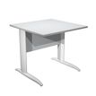 Bureau droit Trend - L80 - Pieds métals - plateau gris - pied blanc