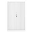 Armoire haute à rideaux - L120 x H198 x P43 cm - corps blanc/rideau blanc