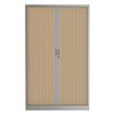 Armoire haute à rideaux - L120 x H198 x P43 cm - corps alu/rideau chêne