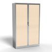 3700339995929-Armoire haute à rideaux - L120 x H198 x P43 cm - corps alu/rideau érable--0
