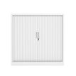 3700339995974-Armoire basse à rideau - L120 x H105 x P43 cm - corps blanc/rideau blanc--1