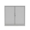3700339995967-Armoire basse à rideau - L120 x H105 x P43 cm - corps gris clair/rideau gris clair--1
