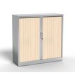 Armoire basse à rideau - L120 x H105 x P43 cm - corps alu/rideau érable