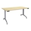Table de réunion abattantes - L140 x P80 cm - pied alu - plateau imitation érable