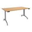 Table de réunion abattantes - L140 x P80 cm - pied alu - plateau imitation hêtre 