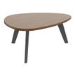 Table basse galet - L100xH42xP90/80 - pied carbone - plateau imitation noyer