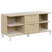 Rangement bas ABSOLU - L120 x H57 x P45 - 2 tiroirs et 4 niches - Chêne structuré
