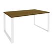 Bureau droit LOFTER - L160 cm - Plateau imitation noyer - pied blanc