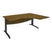 Bureau compact à droite IDRA - L160 cm - Pied anthracite - plateau imitation noyer  (Pieds de renfort obligatoire à rajouter - non inclus)