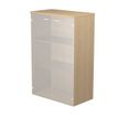 7331920002434-Bibliothèque mi-haute Trend - L80xP35xH120 cm - 2 portes en verre dépoli - imitation ch