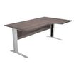 Bureau compact Trend - L160 cm - retour à droite - Pieds métals effet chromé - plateau imitation hêtre - (pieds de renfort obligatoire à rajouter - non inclus)