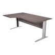Bureau compact Trend - L160 cm - retour à gauche - Pieds métals alu - plateau imitation chêne - (pied de renfort obligatoire à rajouter - non inclus)