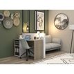 3483601209411-Bureau home office - Finition blanc et imitation chêne avec 1 partie rangement montable 