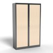 3700339995905-Armoire haute à rideaux - L120 x H198 x P43 cm - corps anthracite/rideau érable-P_405247664_2-1