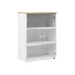 3483600849076-Rangement mi-hauteur YES ! - L80 x H109 x P42 - 2 portes vitrées - Chêne-Angle gauche-0