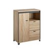 Rangement bas MAMBO - L80 x H112 x P46 - 1 porte / 2 tiroirs - Chêne Sonoma/noir