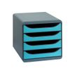 9002493420021-Exacompta BigBox - Module de classement 4 tiroirs - gris/bleu turquoise-P_79144680_2-1
