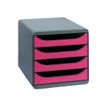 9002493420038-Exacompta BigBox - Module de classement 4 tiroirs - gris/framboise-P_79144681_1-0