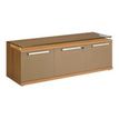 Banc SLIVER - L135 x H46 x P45 - 1 tiroir pour dossiers suspendus et 2 portes - Noyer et bronze