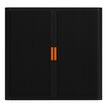 Armoire mi-haute à rideaux EASY OFFICE - 110 x 104 x 41,5 cm - Corps et rideaux noir - Poignée orange