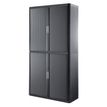 Armoire haute à rideaux EASY OFFICE - 110 x 204 x 41,5 cm - Corps et rideaux anthracite - Poignée grise