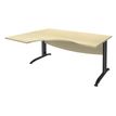 Bureau compact à gauche IDRA - L160 cm - Pieds anthracite - plateau imitation Erable (Pieds de renfort obligatoire à rajouter - non inclus)