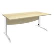 Bureau droit IDRA - L160 cm - Pieds blanc - plateau imitation Erable