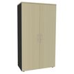 Armoire haute IDRA/DUAL - H180 x L80 x P47 - 2 portes - Corps anthracite - Portes et dessus imitation érable